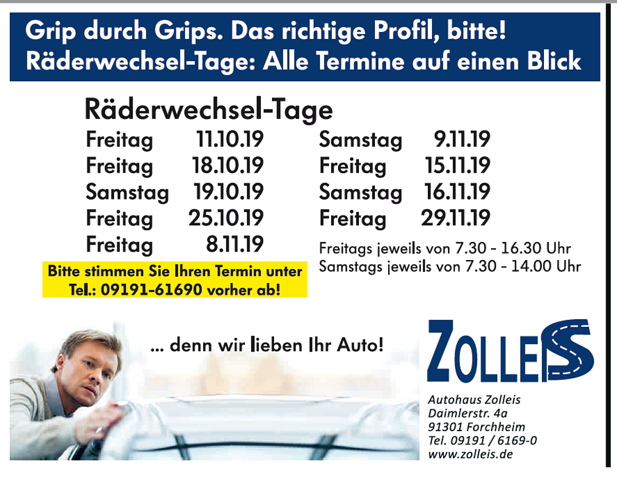UNSERE RADWECHSELTAGE FÜR DEN HERBST 2019